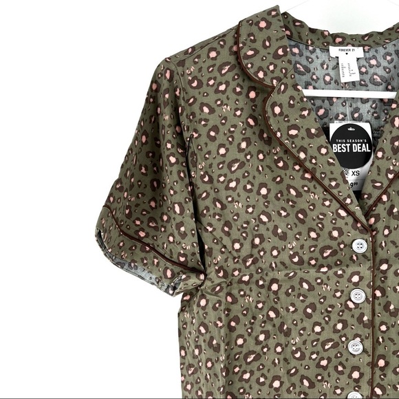 Forever 21 Women's 2 Piece Leopard Shirt & Shorts Pajama Set - various sizes - Picture 4 of 8